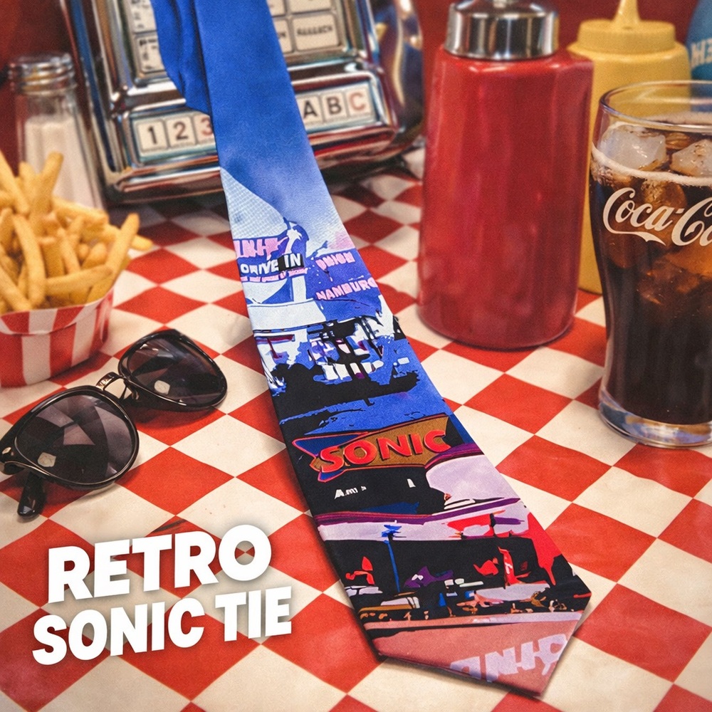 Sonic Drive In Novelty Necktie Retro Fast Food Americana Graphic Tie